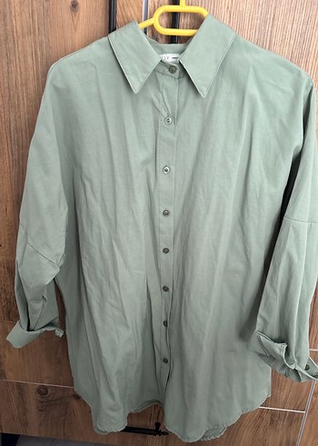 Düğmeli, Uzun Kollu, Keten Kadın Gömlek - Görsel 2