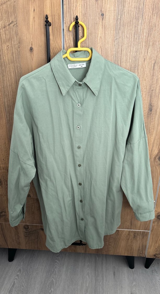 Düğmeli, Uzun Kollu, Keten Kadın Gömlek - Görsel 4