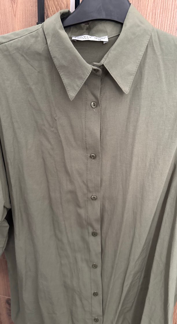 Kadın Haki Uzun Kollu Keten Gömlek - Görsel 4