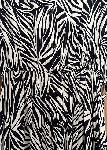 Uzun Kollu Zebra Desenli Bohem Elbise - Görsel 3