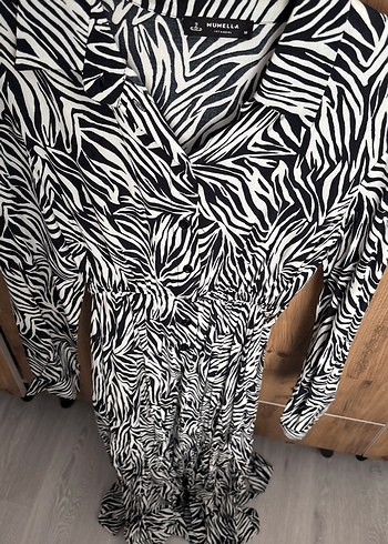 Uzun Kollu Zebra Desenli Bohem Elbise - Görsel 6