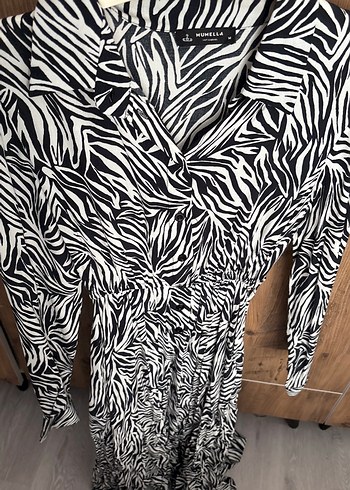 Uzun Kollu Zebra Desenli Bohem Elbise - Görsel 5