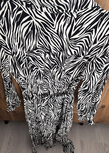 Uzun Kollu Zebra Desenli Bohem Elbise - Görsel 9