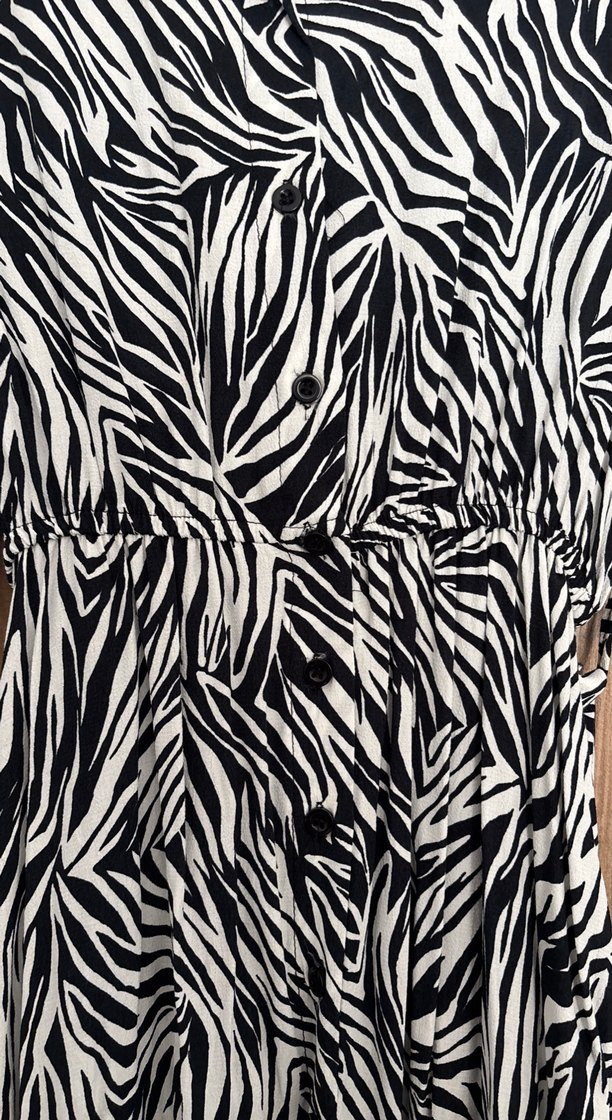 Uzun Kollu Zebra Desenli Bohem Elbise - Görsel 3