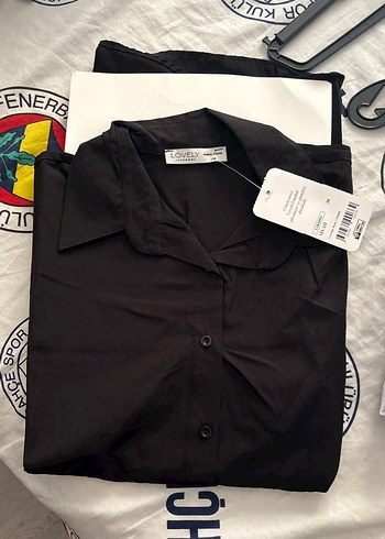 Siyah Kısa Kollu Pamuklu Gömlek - Görsel 7