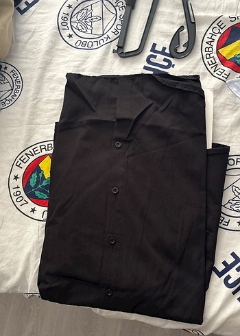 Siyah Kısa Kollu Pamuklu Gömlek - Görsel 4