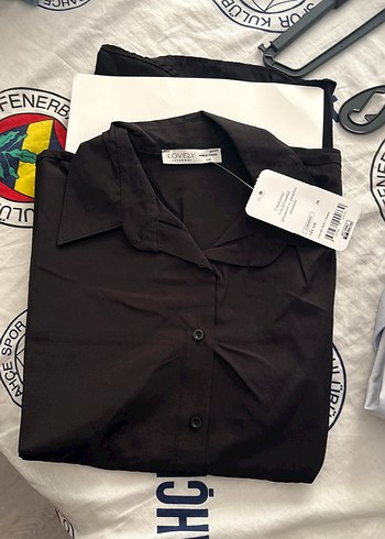 Siyah Kısa Kollu Pamuklu Gömlek - Görsel 6