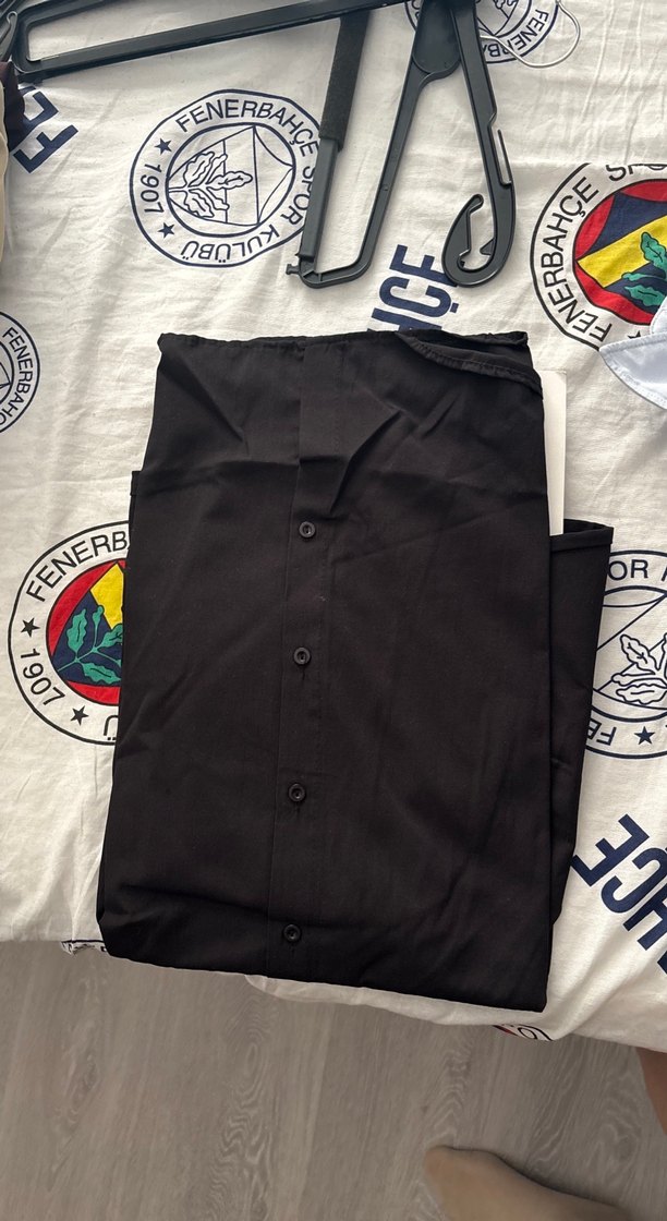 Siyah Kısa Kollu Pamuklu Gömlek - Görsel 5