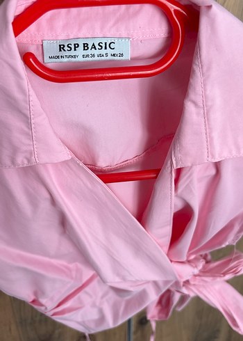 Pembe Drapeli Kolsuz Mini Keten Bluz - Görsel 5