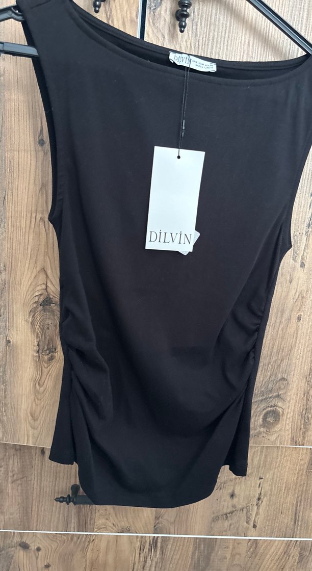 Dilvin Siyah Kolsuz Mini Keten Atlet - Görsel 3