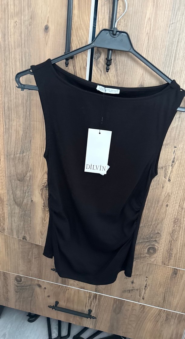 Dilvin Siyah Kolsuz Mini Keten Atlet - Görsel 2