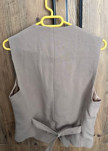 Bej Keten Düğmeli Kadın Yelek - Görsel 5