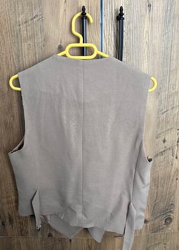 Bej Keten Düğmeli Kadın Yelek - Görsel 4