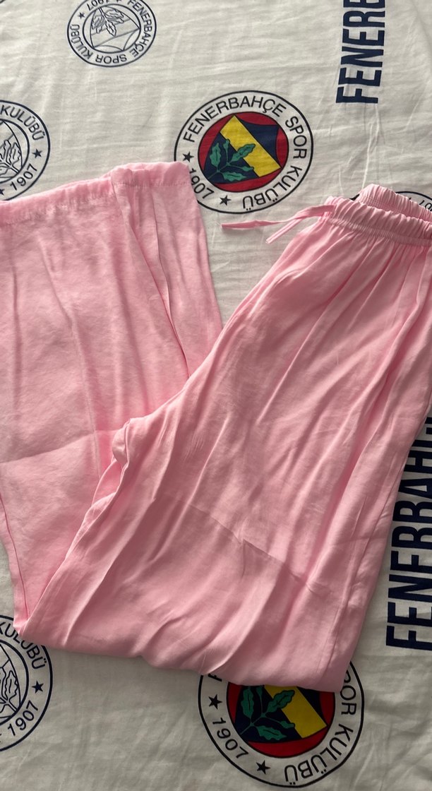 Düğmeli Pembe Keten Kadın Mini Pantolon - Görsel 3