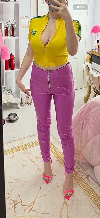Pink lateks pantolon