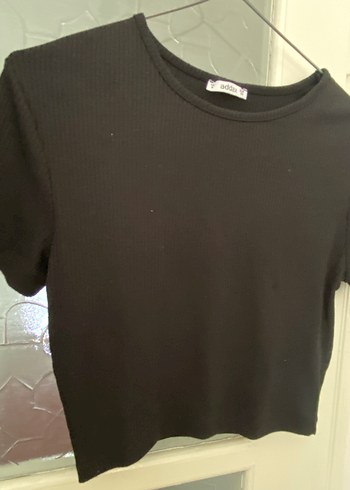 Addax Siyah Kısa Kollu Crop Top