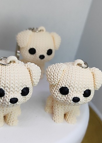 Beyaz Örgü Kadın Anahtarlık - Görsel 2