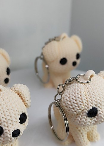 Beyaz Örgü Kadın Anahtarlık - Görsel 3