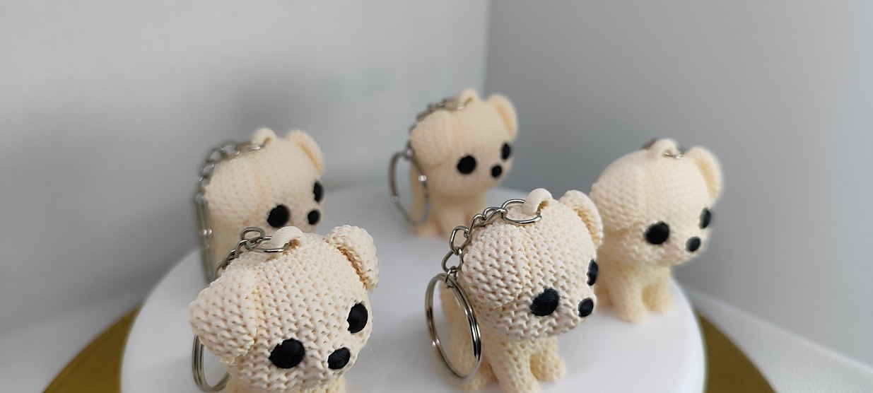 Beyaz Örgü Kadın Anahtarlık - Görsel 3