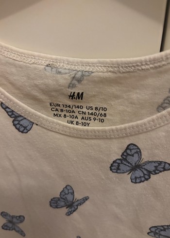 H&M Beyaz Kelebek Desenli Çocuk alt üst takım