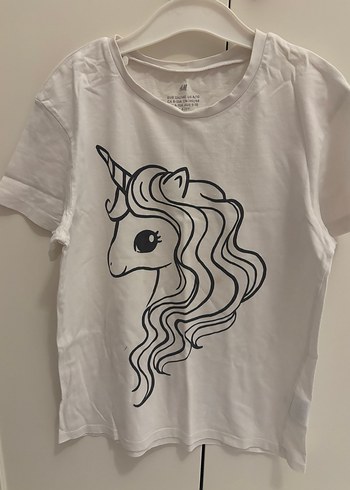 Beyaz Kız Çocuk Unicorn Baskılı Tişört