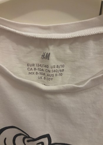 H&M Beyaz Kız Çocuk Unicorn Baskılı Tişört