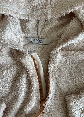 8 Yaş Beden LCW Kız Kapüşonlu Bej Peluş Sweatshirt