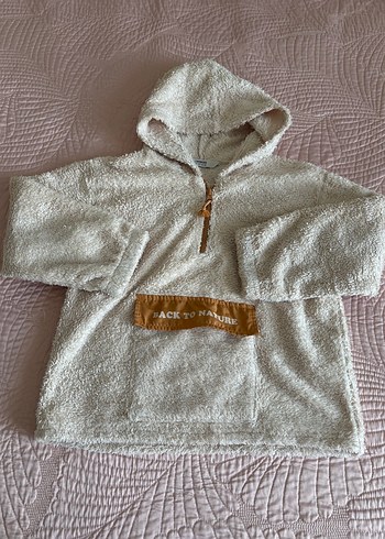 LCW Kız Kapüşonlu Bej Peluş Sweatshirt