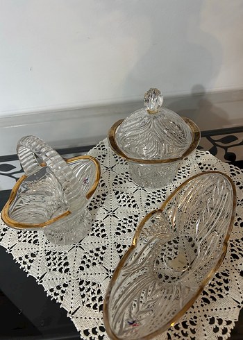 İşlemeli Beyaz Modern Klasik Cam Seti - Görsel 2