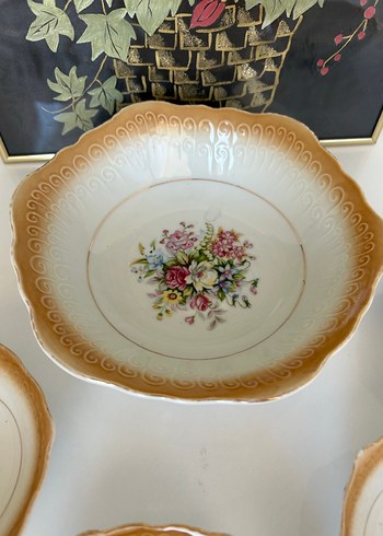 Çiçek Desenli Porselen Kaseler Seti - Görsel 3