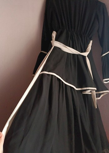 Diğer Uzun Siyah Nakışlı Gotik Elbise