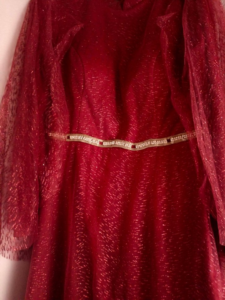 Bordo Uzun Abiye Elbise - Görsel 2