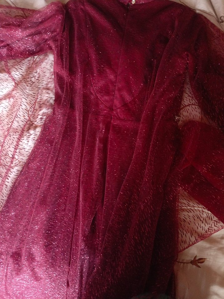 Bordo Uzun Abiye Elbise - Görsel 4