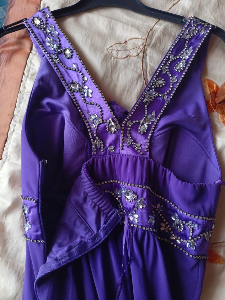 Mor Drapeli Uzun Abiye Elbise - Görsel 3