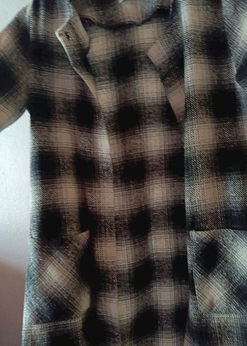 Düğmeli Kareli Midi Kadın Kaban - Görsel 3