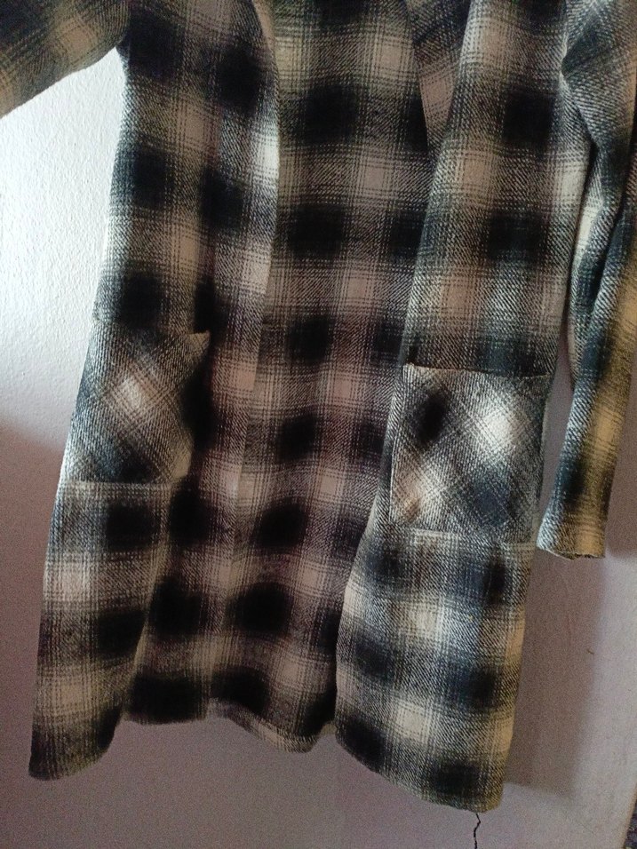 Düğmeli Kareli Midi Kadın Kaban - Görsel 4