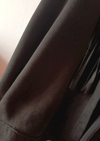 Düğmeli Siyah Süet Midi Ceket - Görsel 4