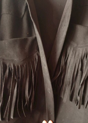 Düğmeli Siyah Süet Midi Ceket - Görsel 2