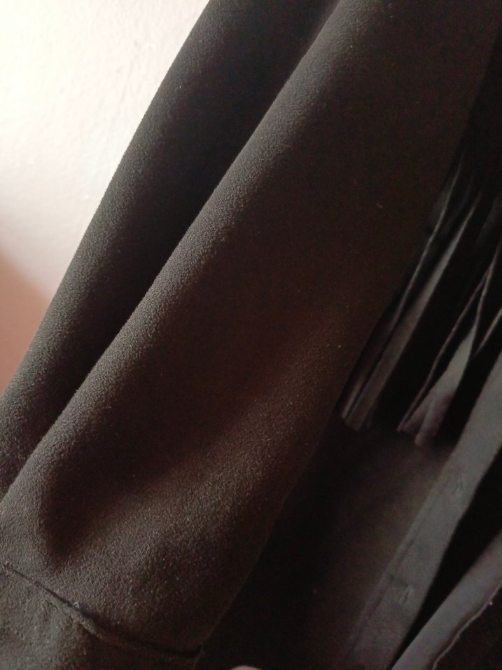 Düğmeli Siyah Süet Midi Ceket - Görsel 4