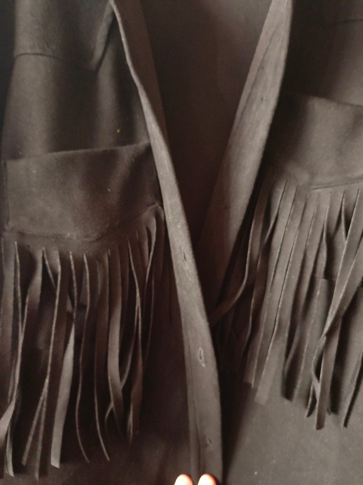 Düğmeli Siyah Süet Midi Ceket - Görsel 2