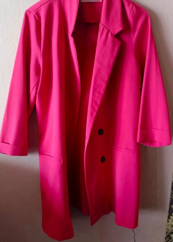 Pembe Kadın Midi Blazer Ceket - Görsel 2
