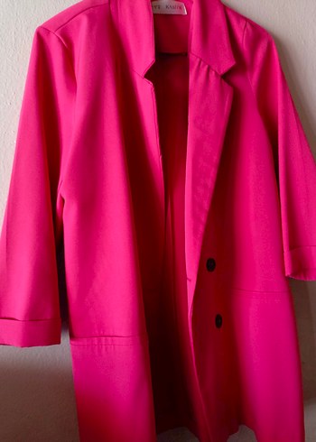 Pembe Kadın Midi Blazer Ceket - Görsel 4