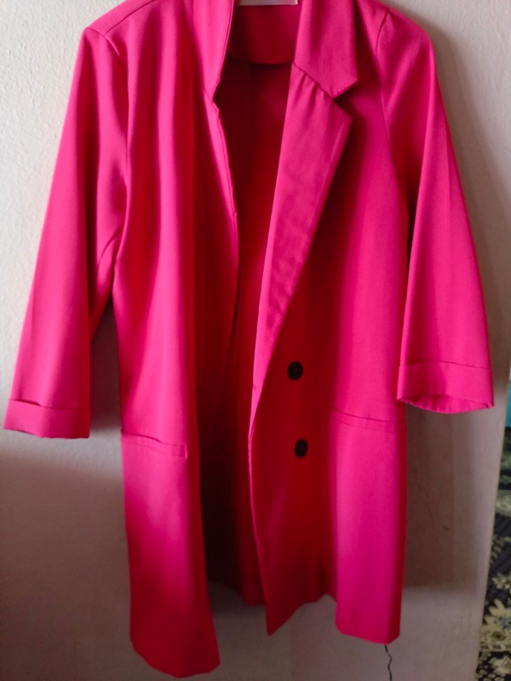 Pembe Kadın Midi Blazer Ceket - Görsel 2