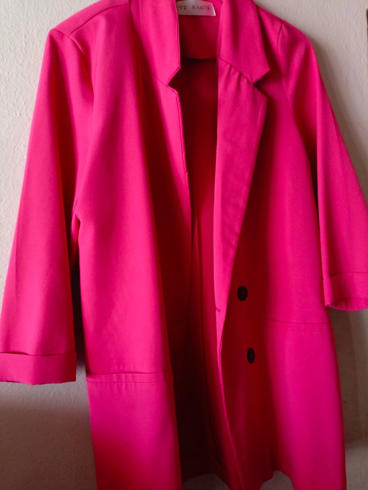 Pembe Kadın Midi Blazer Ceket - Görsel 4