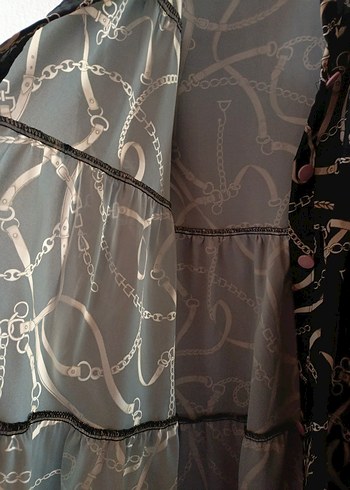 Zincir Detaylı Uzun Kahverengi Kadın gömlek - Görsel 5