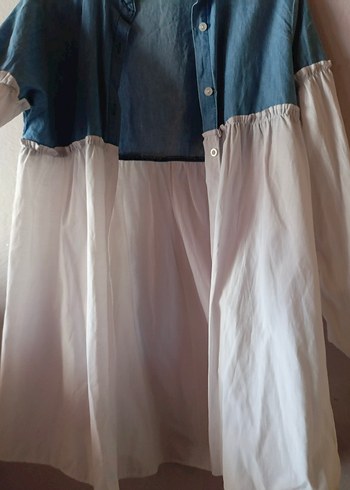 Düğmeli Beyaz Denim Bohem Gömlek - Görsel 2