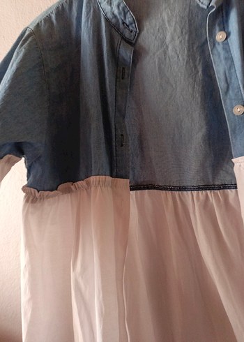 Düğmeli Beyaz Denim Bohem Gömlek - Görsel 4