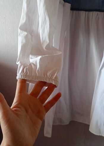 Düğmeli Beyaz Denim Bohem Gömlek - Görsel 3