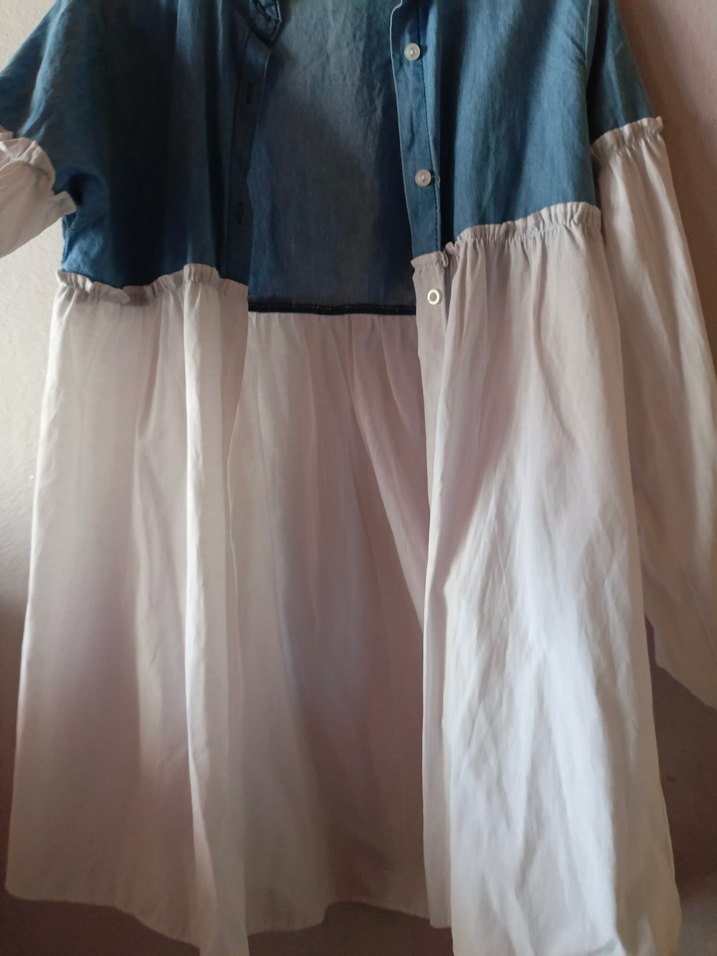 Düğmeli Beyaz Denim Bohem Gömlek - Görsel 2