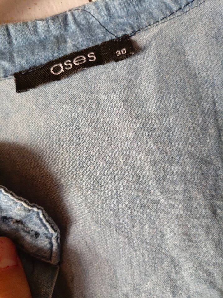 Düğmeli Beyaz Denim Bohem Gömlek - Görsel 5
